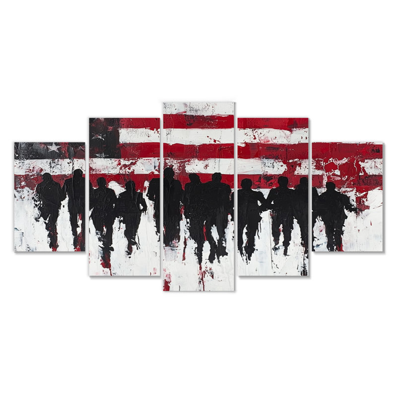 Marche silencieuse - art mural patriotiste américain - art mural moderne pour le salon, 5 pièces