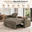 Canapé-lit convertible 3 places en chenille Aufak de 83 po avec fauteuil inclinable électrique, ports de chargement USB, plateau latéral, porte-gobelet et rangement, kaki-727867034
