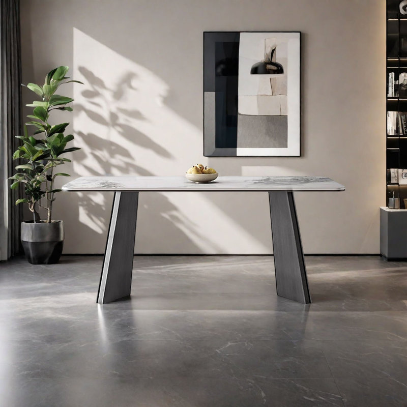 Modern Italian Rectangular Marble Dining Table, 29.5"H x 55.1"L x 31.5"W