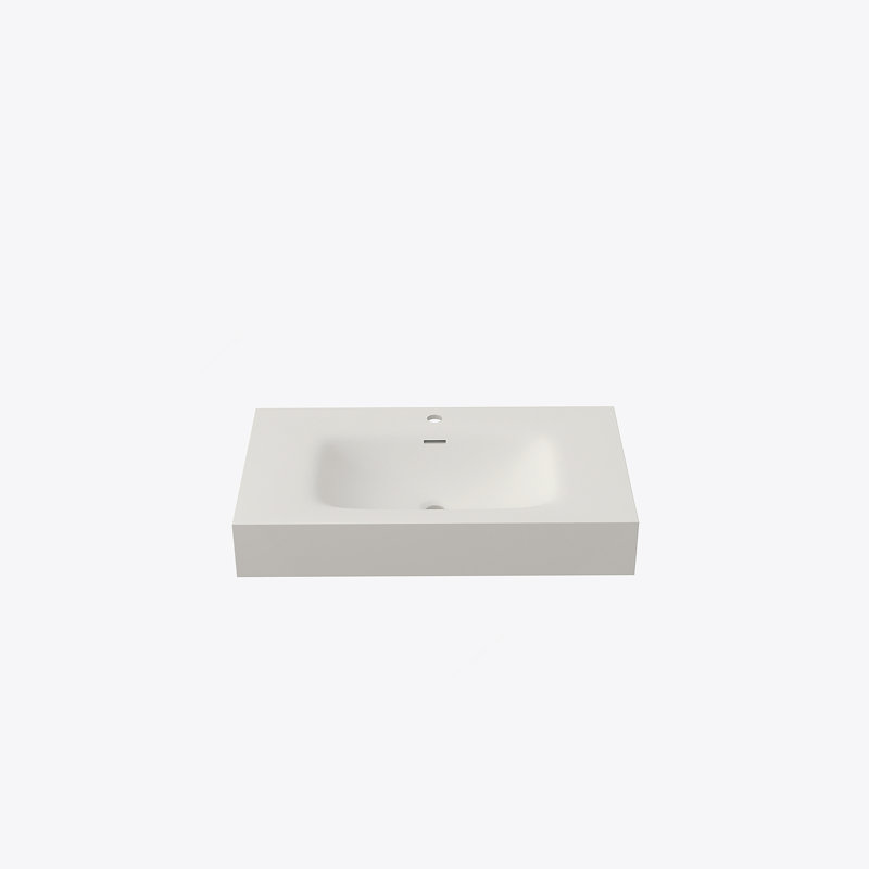 Lavabo de salle de bain à surface solide en pierre de pierre