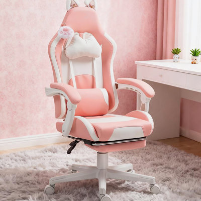Fauteuil de jeu avec repose-pieds, fauteuil de jeu, appui-tête et soutien lombaire, pour la maison et le bureau