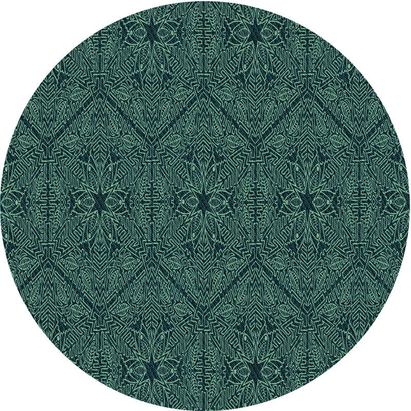 Tapis vert à motif géométrique Amisha, Rond 8 pi