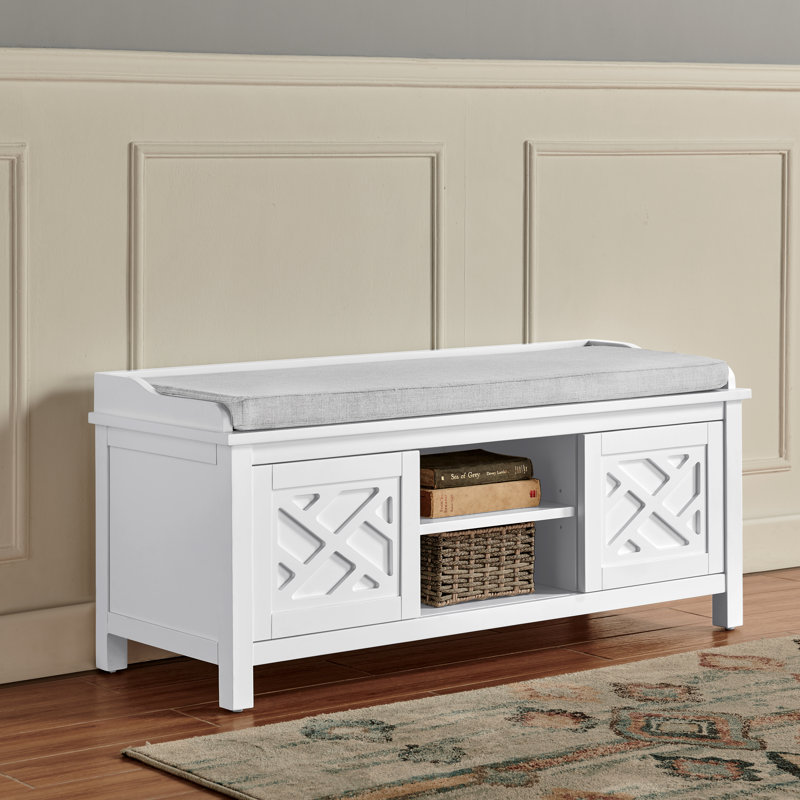 Lund Upholstered Storage Bench, White