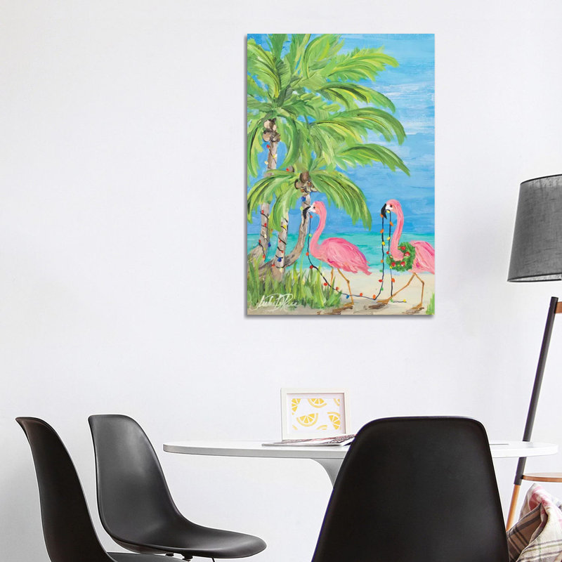 Flamingo Christmas II by Julie Derice - Wrapped Canvas Painting, 101.6cm H x 66.04cm W x 1.905cm D