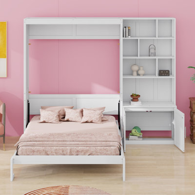 Base de lit plateforme pliable en bois massif avec armoire de rangement et tablettes intégrées