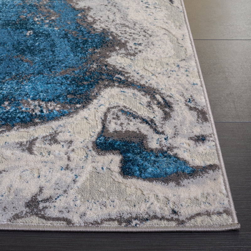 Castrovinci Abstract Gray Area Rug, Rectangle 2' x 4'