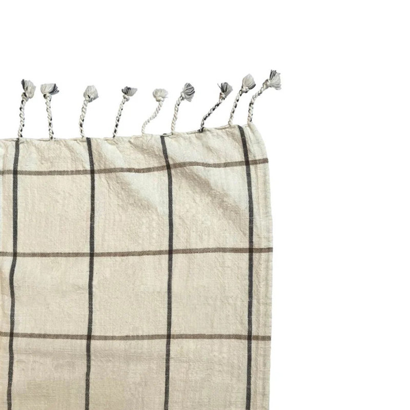 Gobi Coverlet, Off White/Anthracite Checkered