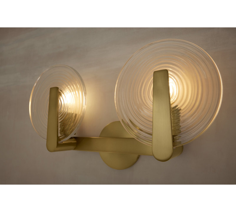 Hint Sconce, Brushed Brass, 2 Lights, 7.48"H x 15.55"W x 10.83"D