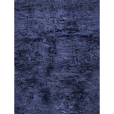 Handmade Sheepskin Blue Area Rug