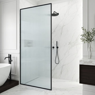 Meridian 34" W x 74" H Fixed Framed Shower Screen with 3/8" Glass
