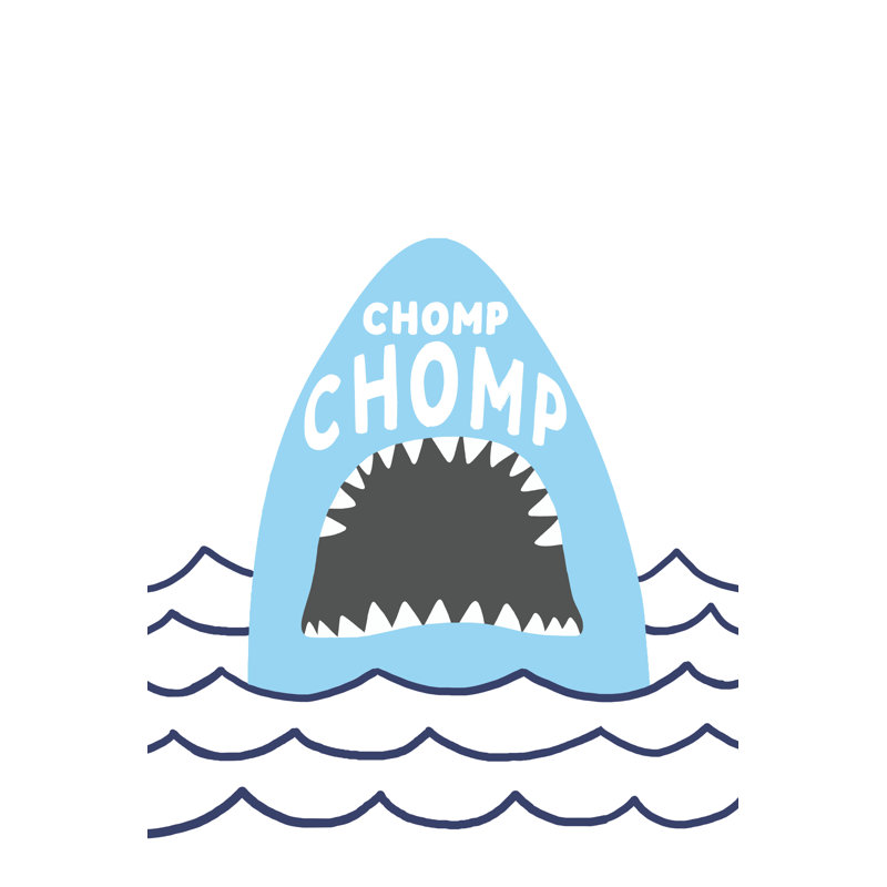 Chomp Chomp Shark Blue - Wrapped Canvas Print, 122cm H x 81cm W x 3.8cm D, Blue/White