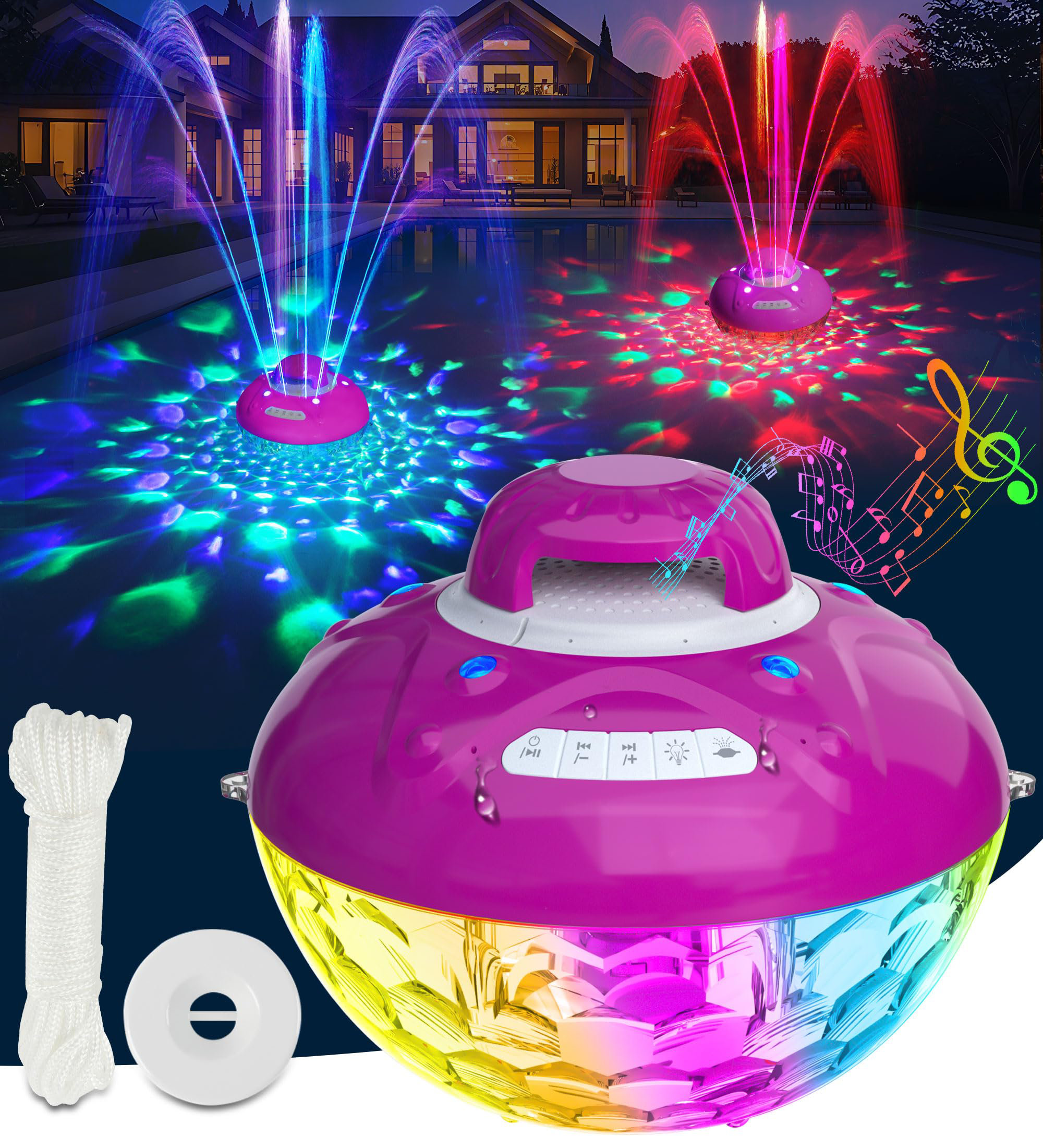Fashion Finesse 3 In 1 Bluetooth Pool Speaker With Pool Fountain Light ...