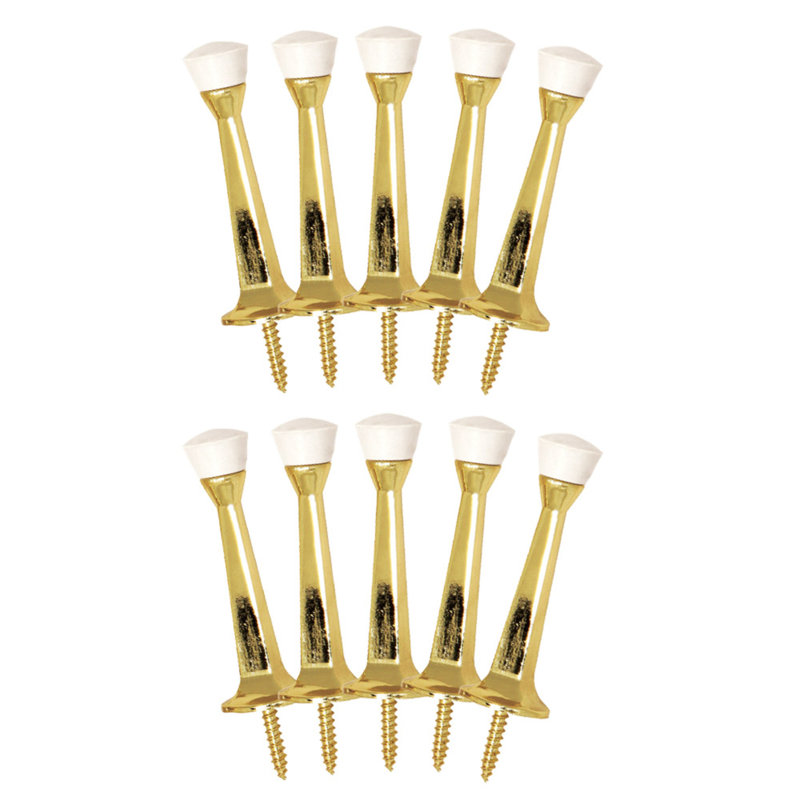 Rigid Cast Door Steel Baseboard Stop, Polished Brass, 10