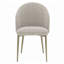 Ensemble de 2 chaises d'appoint Callista Champagne, dossier arrondi, pattes en métal doré et coussins en mousse pour salle à manger.