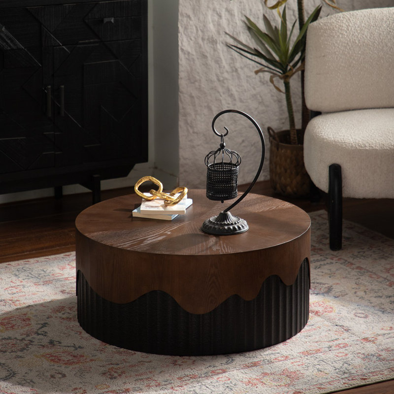 30.31" Round Coffee Table with Pedestal Base, 12.99" H x 30.5" L x 30.5" W 