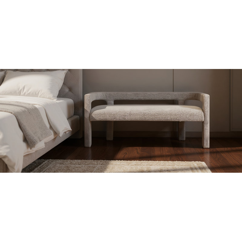 Banc en cèdre 67 po Cedernier, Tissu gris bouclé