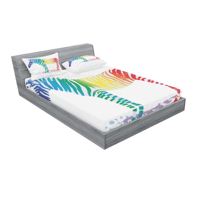 Microfiber Animal Print Sheet Set, Queen Sheet Set with 2 Pillowcases