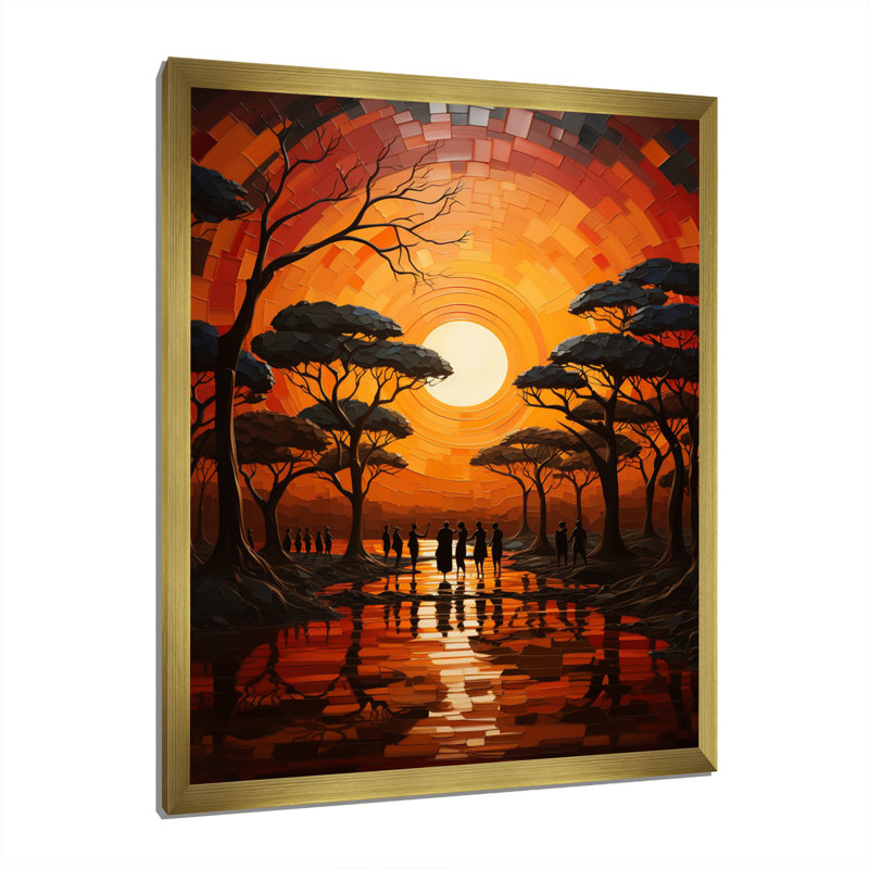 Woekel African Savannah Melody I, H 44 po x l 34 po x P 1,5 po, Encadrement doré