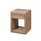 Eck - Scandinavian Style Oak Solid Wood Floating Nightstand With 1 Drawer