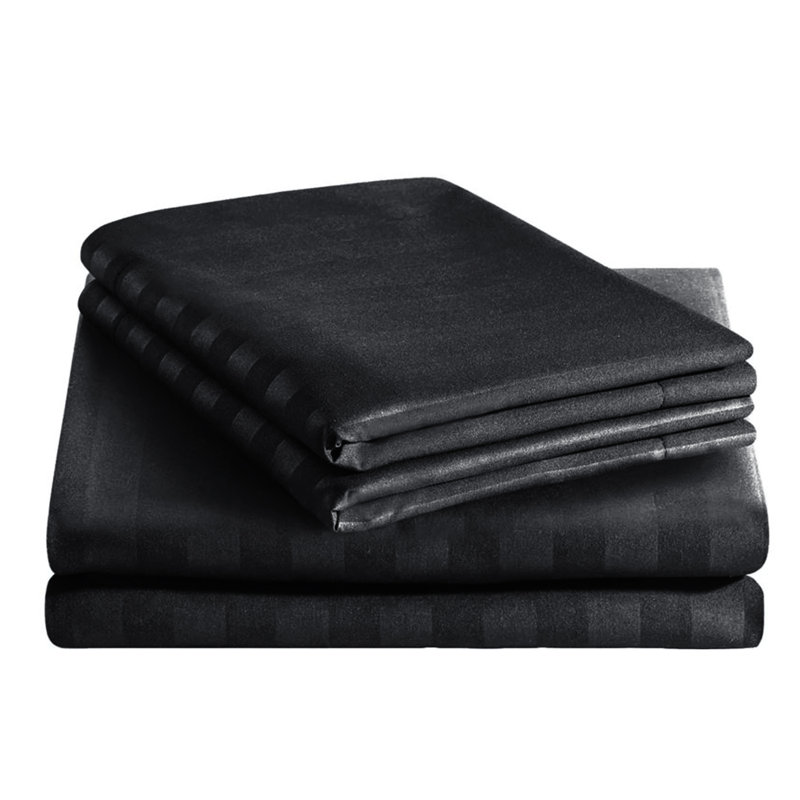 Luxurious 3-Piece Ultra Soft Stripe Duvet Cover Set with Pillowcases, Black, Double Duvet Cover Set + 2 Standard Pillowcases