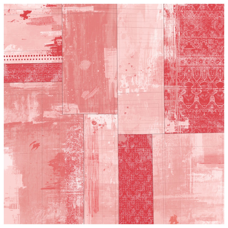Tapis de bain rouge à motif géométrique, L 24 po x L 17 po