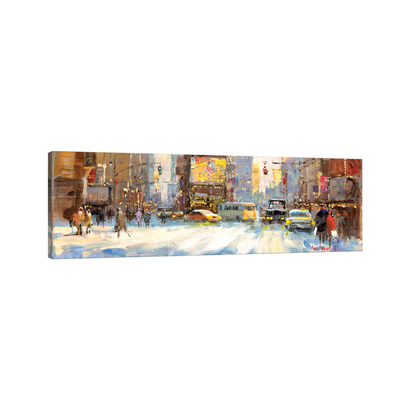 Times Square I by John Haskins - Panoramic Painting on Canvas, Wrapped Canvas, 182.88 cm H x 60.96 cm W