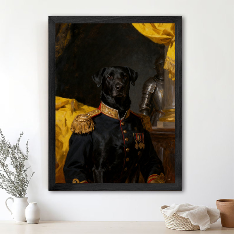 Reproduction d'art encadrée noire, "berger allemand rétro", impression de style rétro, H 25 po x l 17 po