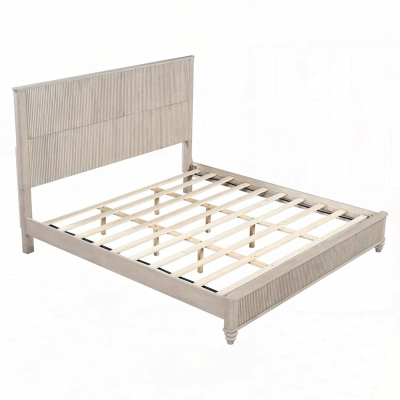 Cadre de lit avec tête de lit, tête de lit haute en bois naturel, Beige, Très grand lit