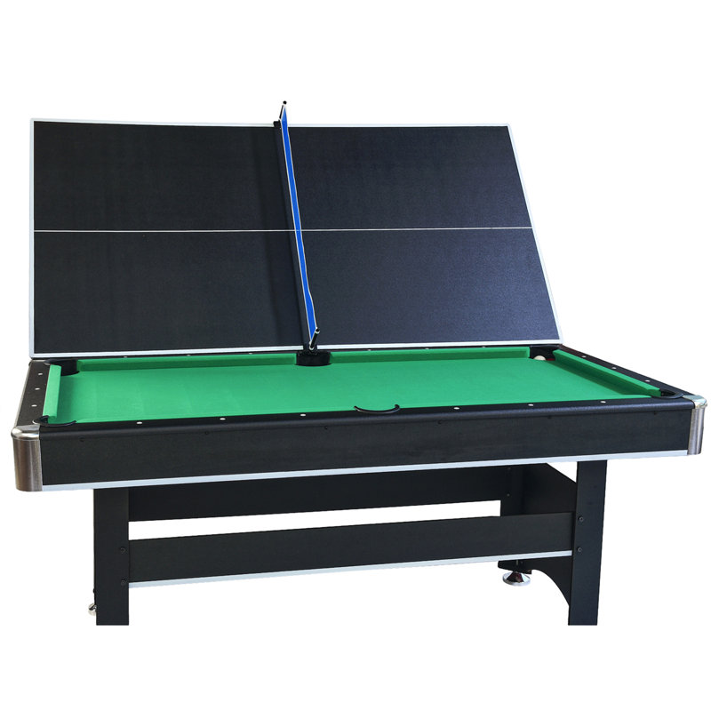 Table de billard 6 pieds avec plateau de tennis de table - noir avec feutre vert, Vert