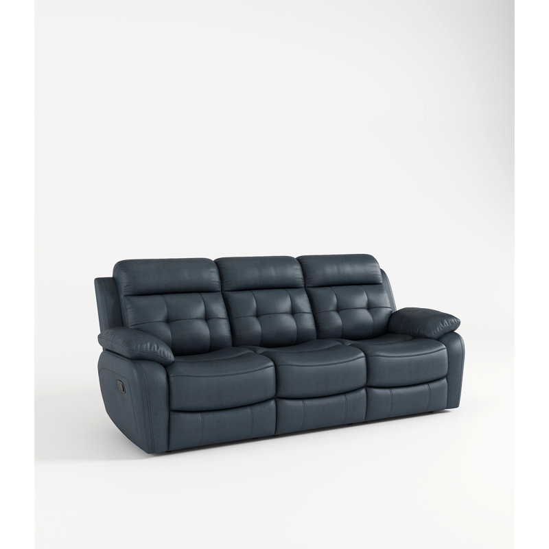Genuine Leather Non-Power Reclining Sofa With Drop Down Table
