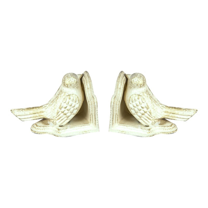 Ensemble de 2 serre-livres en fonte pour oiseaux style ferme rustique L 4,53 po