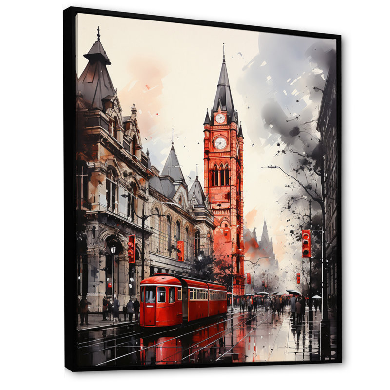Leiahna London Urban Contrast - Imprimé, H 32 po x l 24 po x P 1 po, Cadre flottant noir