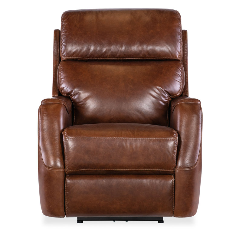 Treanna Zero Gravity Leather Power Recliner with Articulating Headrest, Brown