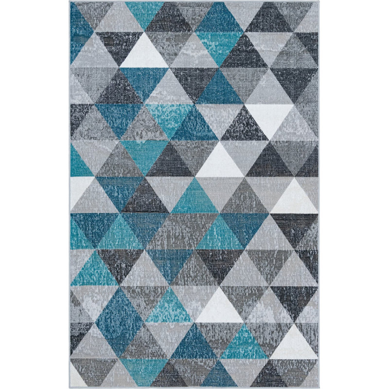 Argyle Blue/Gray Area Rug, Rectangle 3'3" x 5'3"