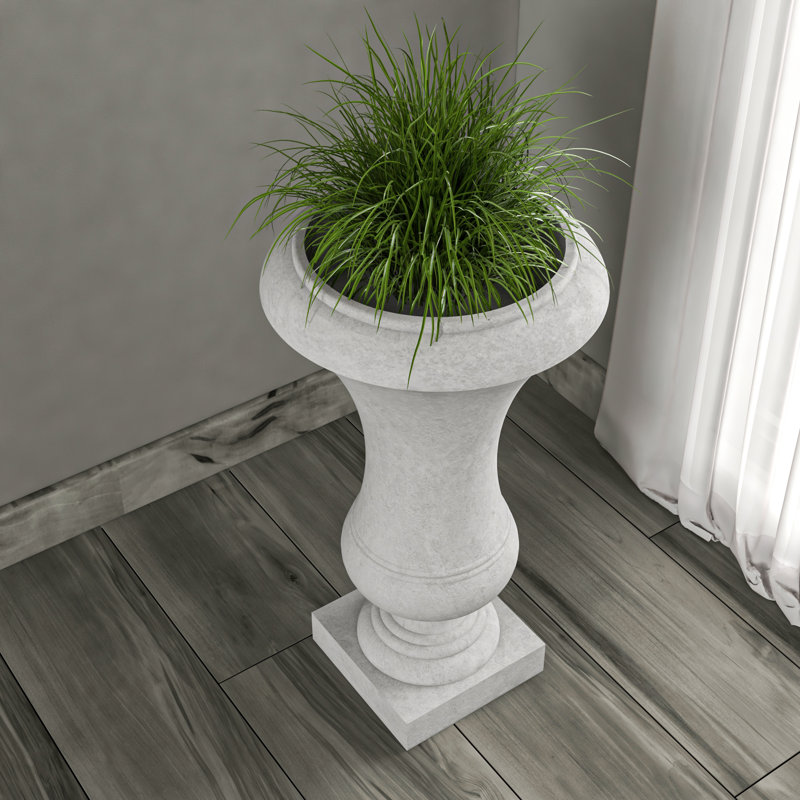 Pot à fleurs en forme de urne Clemon, Blanc