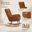 Chaise berçante à bascule à oreilles en tissu peluche confortable avec poche latérale, base en bois massif, fauteuil d'allaitement multifonctionnel pour chambre d'enfant et salon, brun