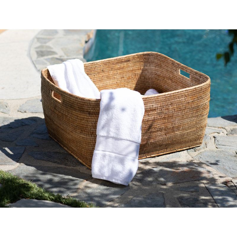Grand panier en rotin, H 13 po x l 20 po x P 24 po, Brun miel