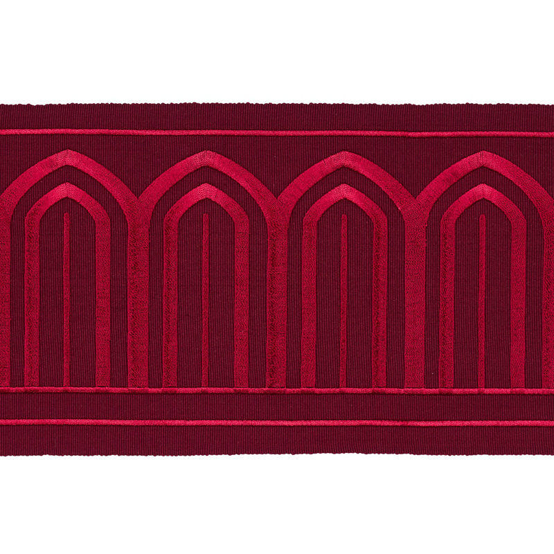 Schumacher x Miles Redd Arches Embroidered Tape Wide, Red