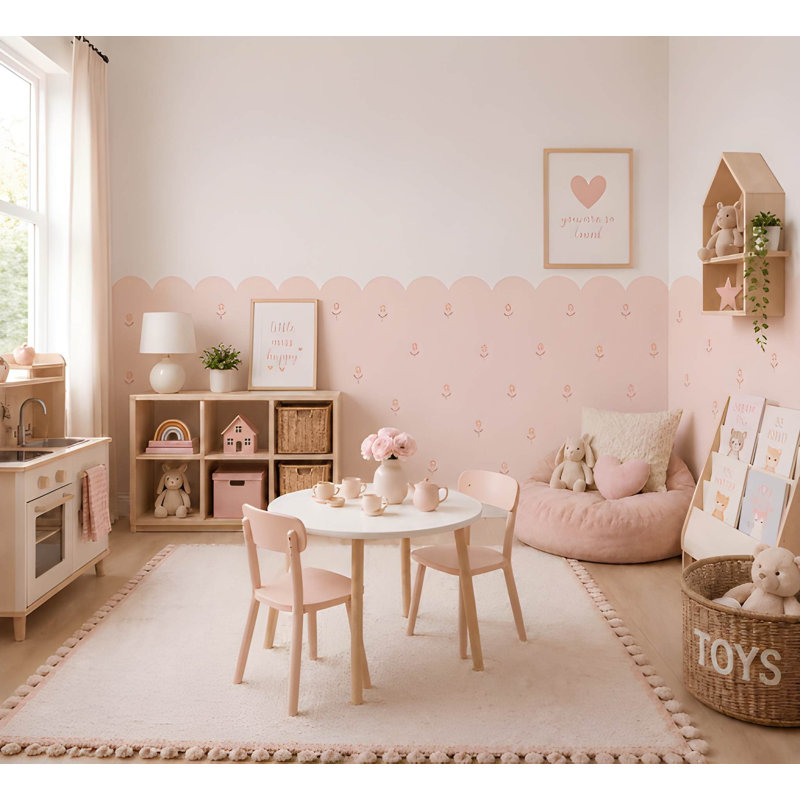 Adhésif décoratif fleur festonné rose autocollant mural peler et coller bordure adhésif amovible toile murale filles chambre à coucher