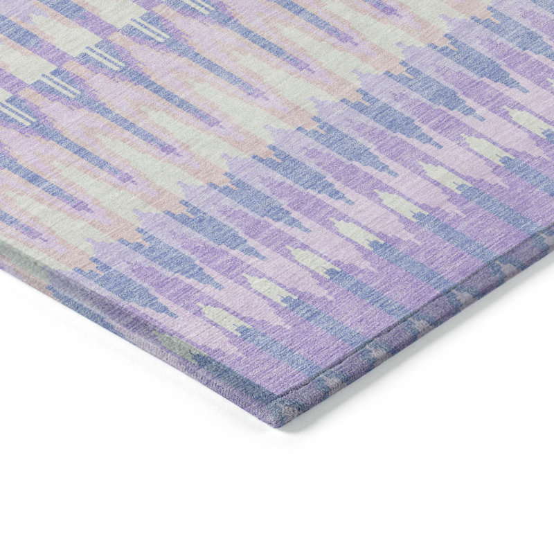 Tapis intérieur / extérieur en polyester tissé à la machine à motif abstrait lavande mâle, Rond 8 pi