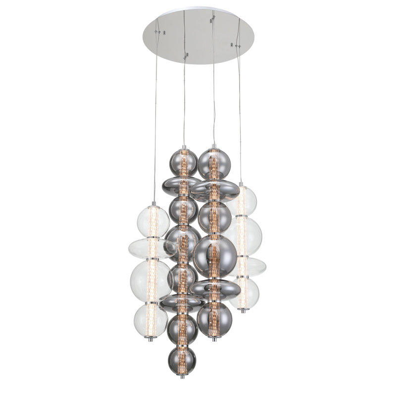 Lustre mixte 30 "Atomo 4L, Chrome
