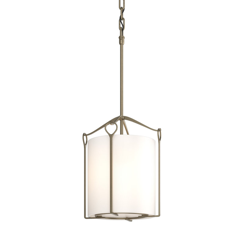 Bow 1 - Light Lantern Cylinder Pendant, Opal, Soft Gold