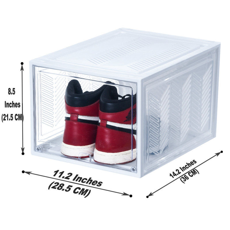 12 Pack Stackable Large Shoe Containers Shoe Storage Box with Hard Plastic Drop Front for Sneakers