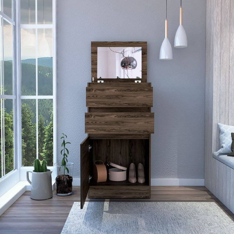 Commode moderne avec tiroirs et armoire, Brun