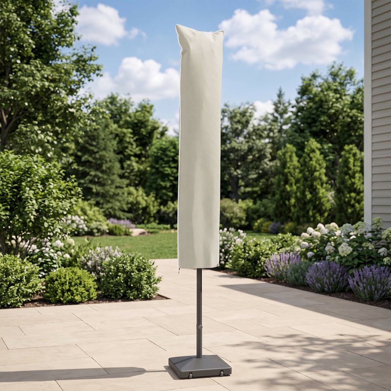Housse de parasol de patio résistante à l'eau, housse de parasol extérieure résistante aux intempéries pour parasols en porte-à-faux décalés, protecteur de parasol de terrasse imperméable pour porche de jardin