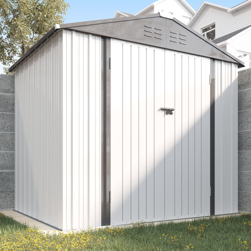 8 ft. W x 6 ft. D Metal Storage Shed, White/Black