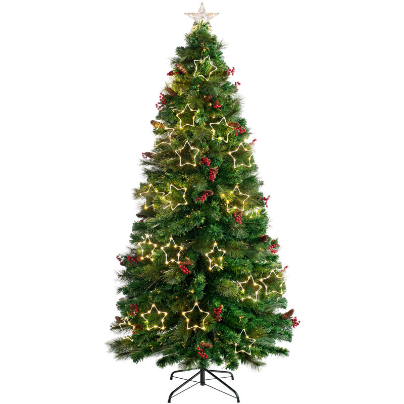 Lighted Artificial Pine Christmas Tree, 6ft H x 2.79ft W x 2.79ft D
