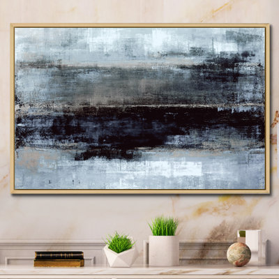 Blue Meets Beige Abstract Art II - Picture Frame Print on Canvas