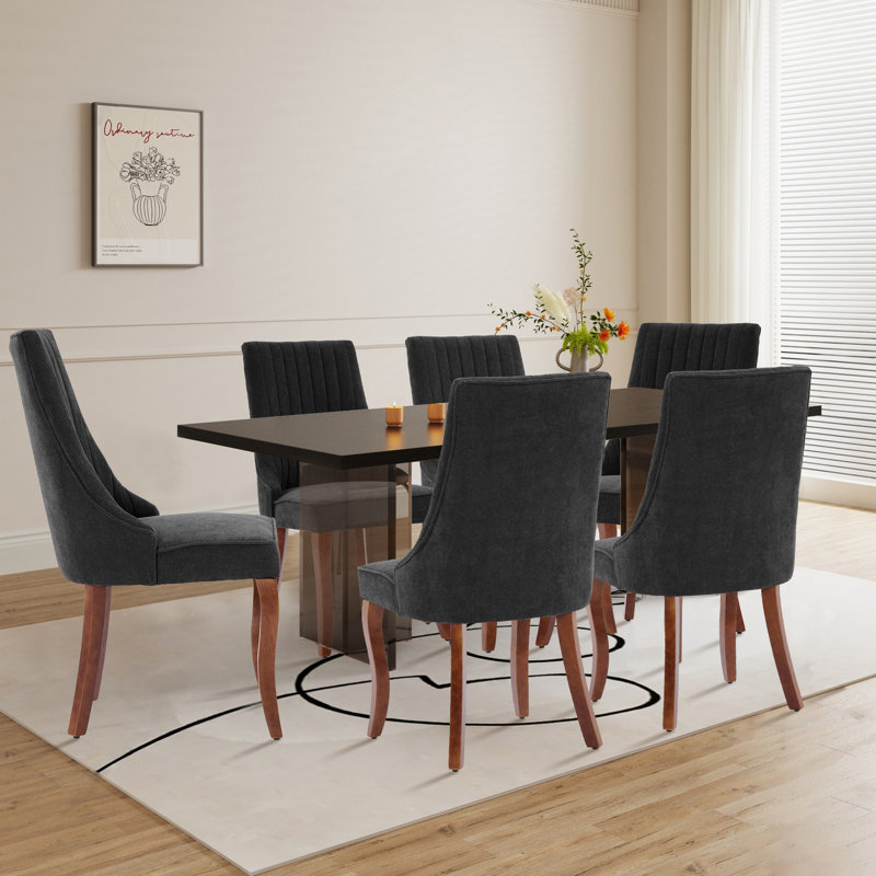Chaise de salle à manger rembourrée à dossier, Noir