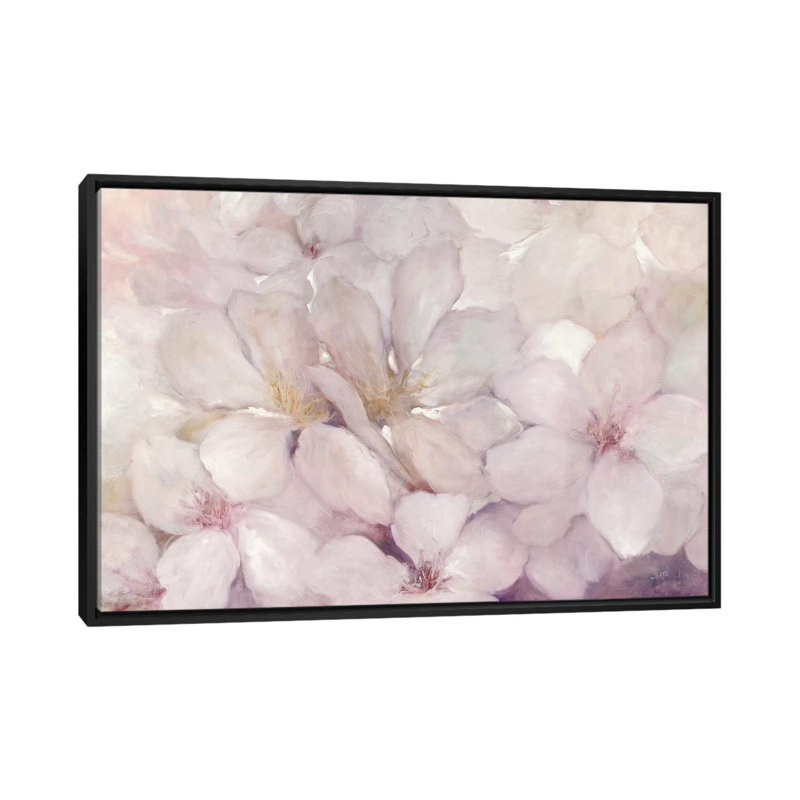 «Apple Blossoms», impression sur toile tendue, H 18 po x l 26 po x P 1,5 po, Toile avec cadre noir, Pas de tapis